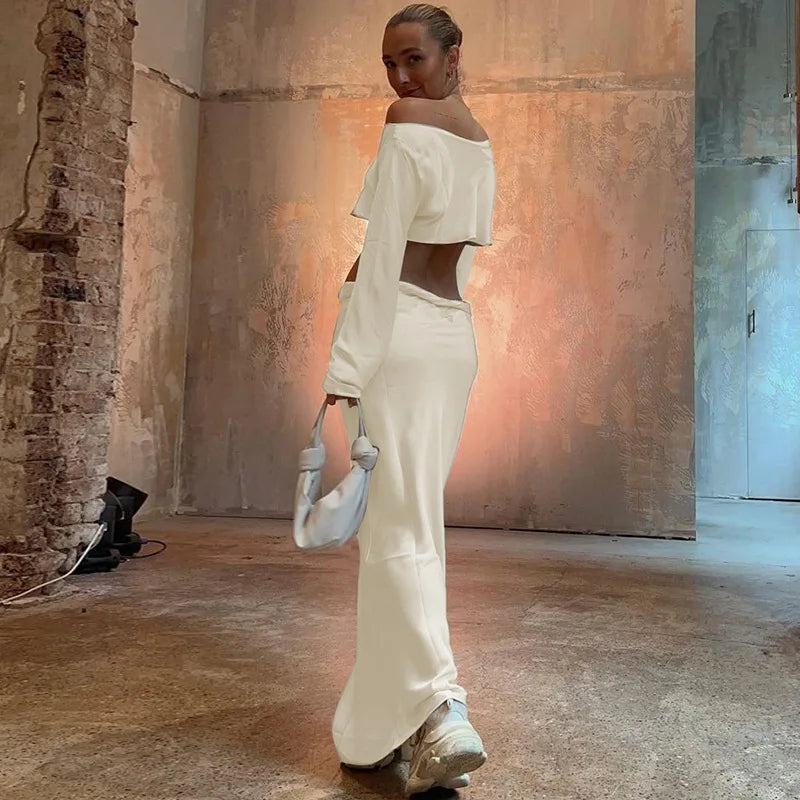 סט סאטן שני חלקים חולצה וחצאית מקסי - דניאלה