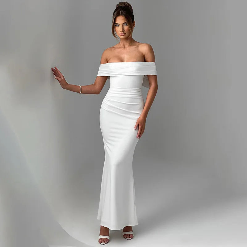 שמלת מקסי כתפיים חשופות בעיטור פפיון בגב - סיסיליה