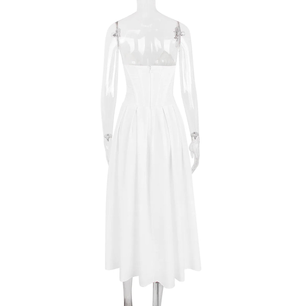 שמלת מידי סטרפלס בשילוב כיסים - פאני