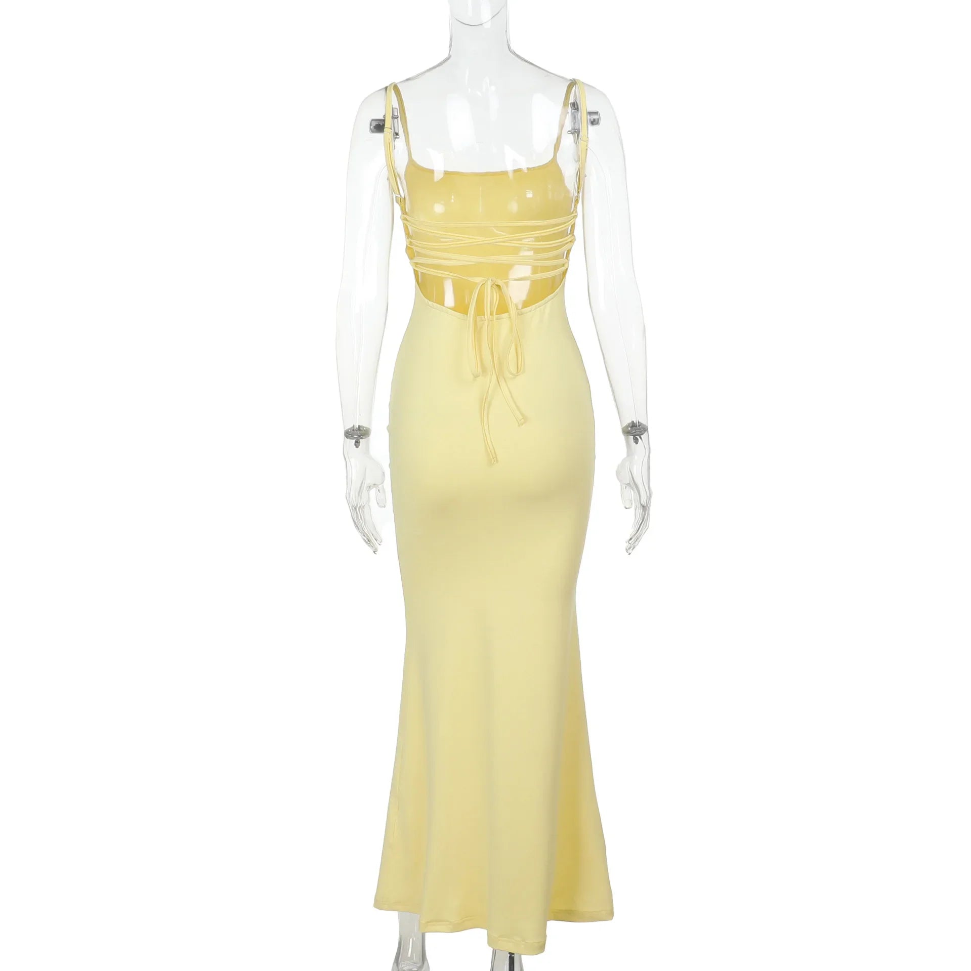 שמלת מקסי צמודה קשירות בגב פתוח - מיילי