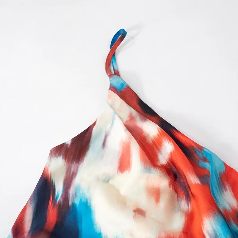 שמלת מקסי סאטן בעיצוב צבעוני - Skylar