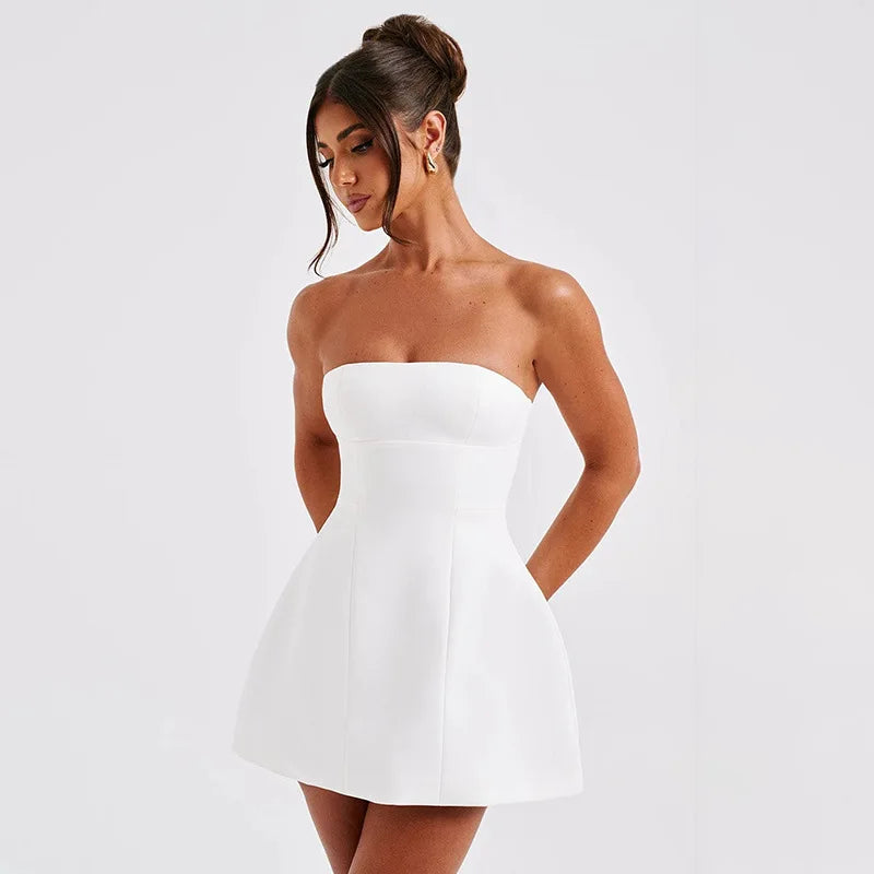 שמלת מיני סטרפלס בגזרת A - לולה