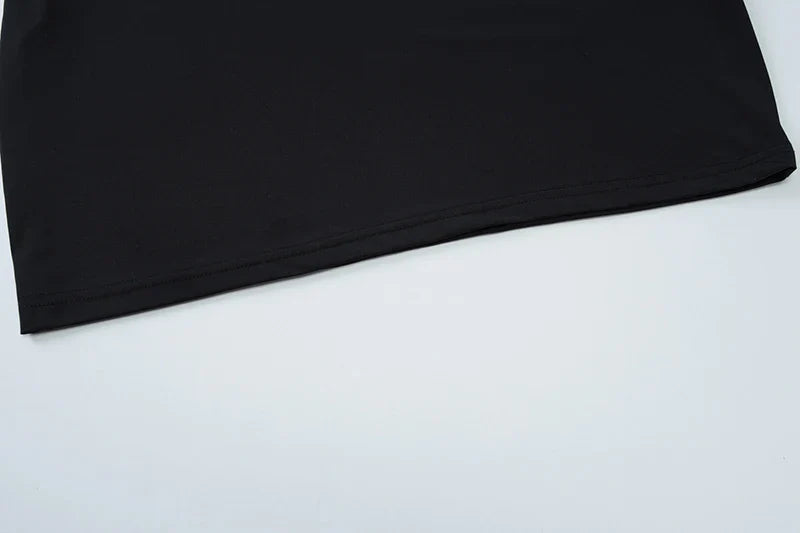 שמלת מיני גב פתוח צווארון אסימטרי בעיטור קשירה בצוואר - ריין