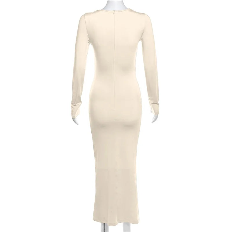 שמלת מקסי צמודה מחטבת - נועה