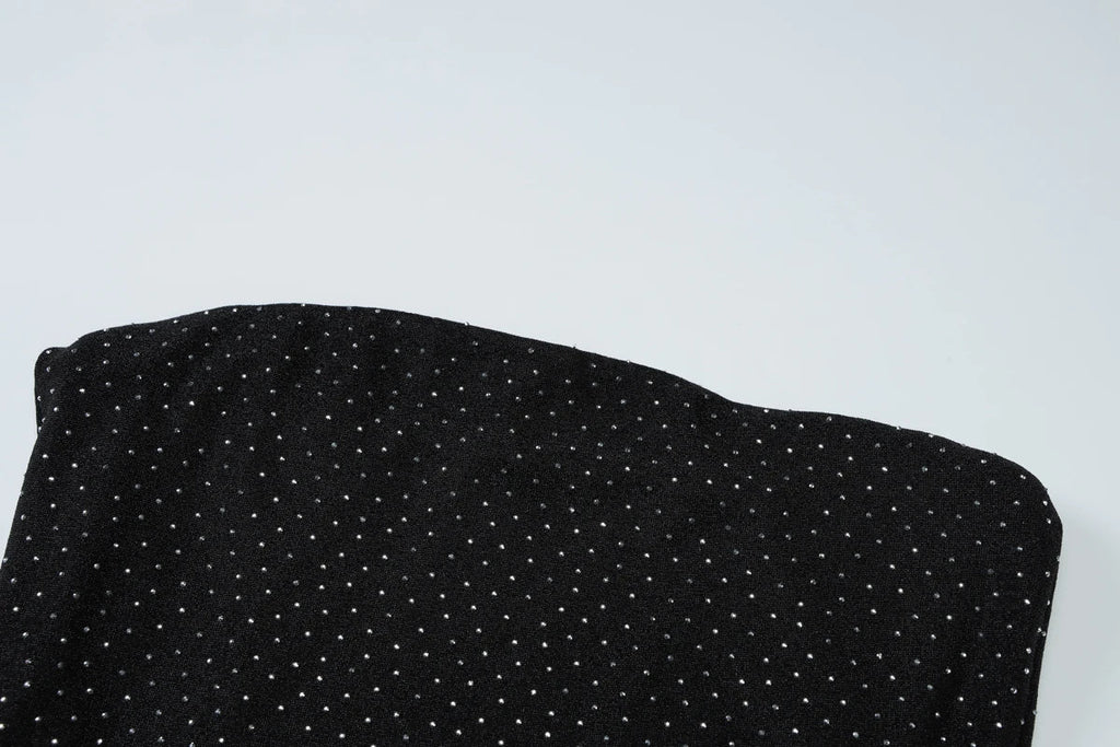 שמלת מקסי סטרפלס נצנצים בעיטור זרקונים מנצנצים - HOLLY