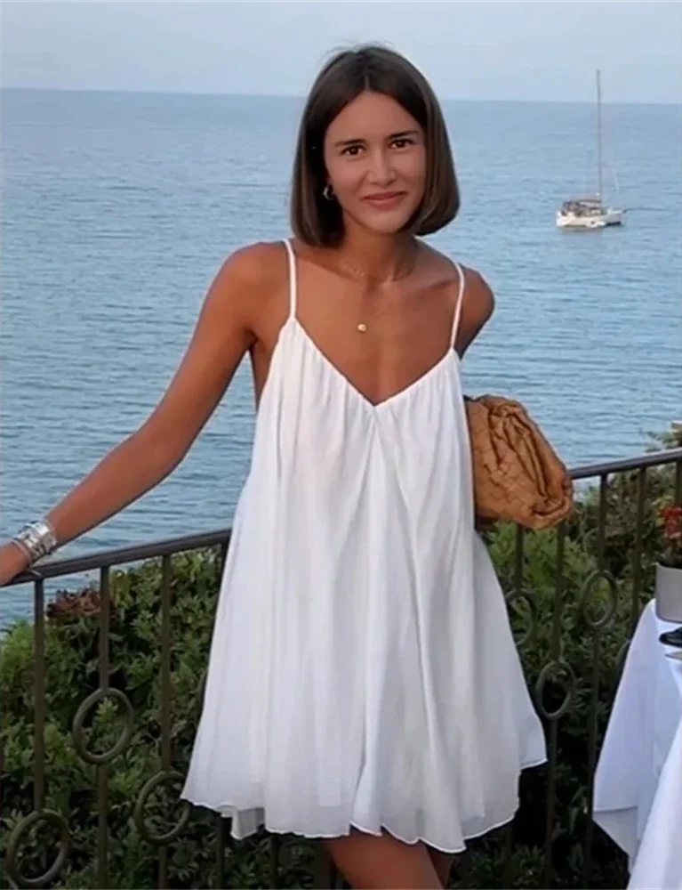 שמלת מיני שיפון מלמלה גב פתוח - פנלופה