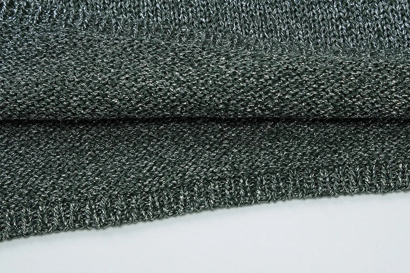 שמלת מיני סרוגה נצנצים צווארון נופל גב פתוח - קסם