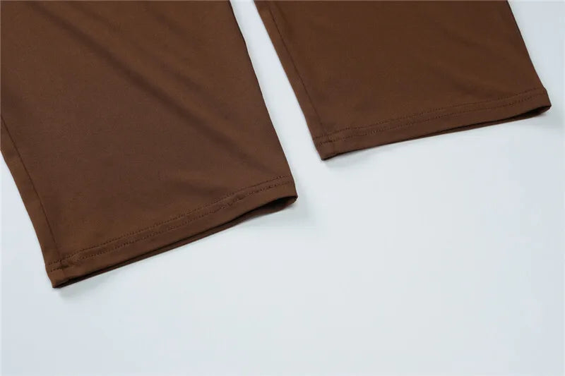 חליפת שני חלקים טייץ שלושת רבעי בעיצוב קשירה וחולצת שרוולי פעמון - קנדי