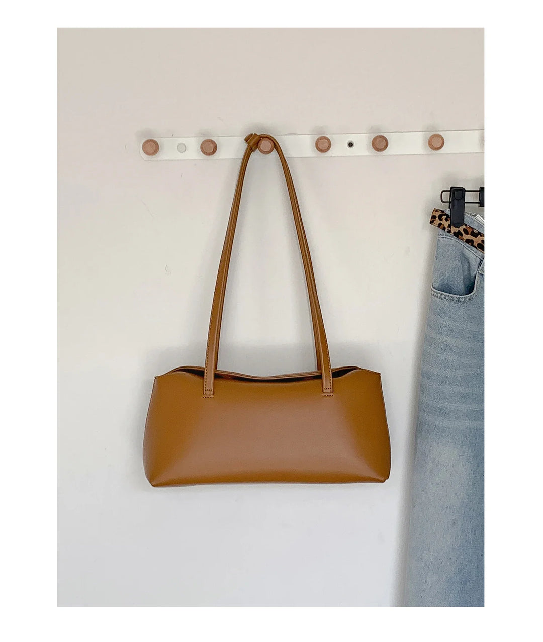 Faux leather bag with rectangular design