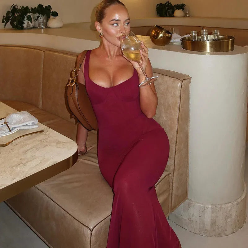 שמלת מקסי בעיצוב בגד גוף ושיפון - Kai