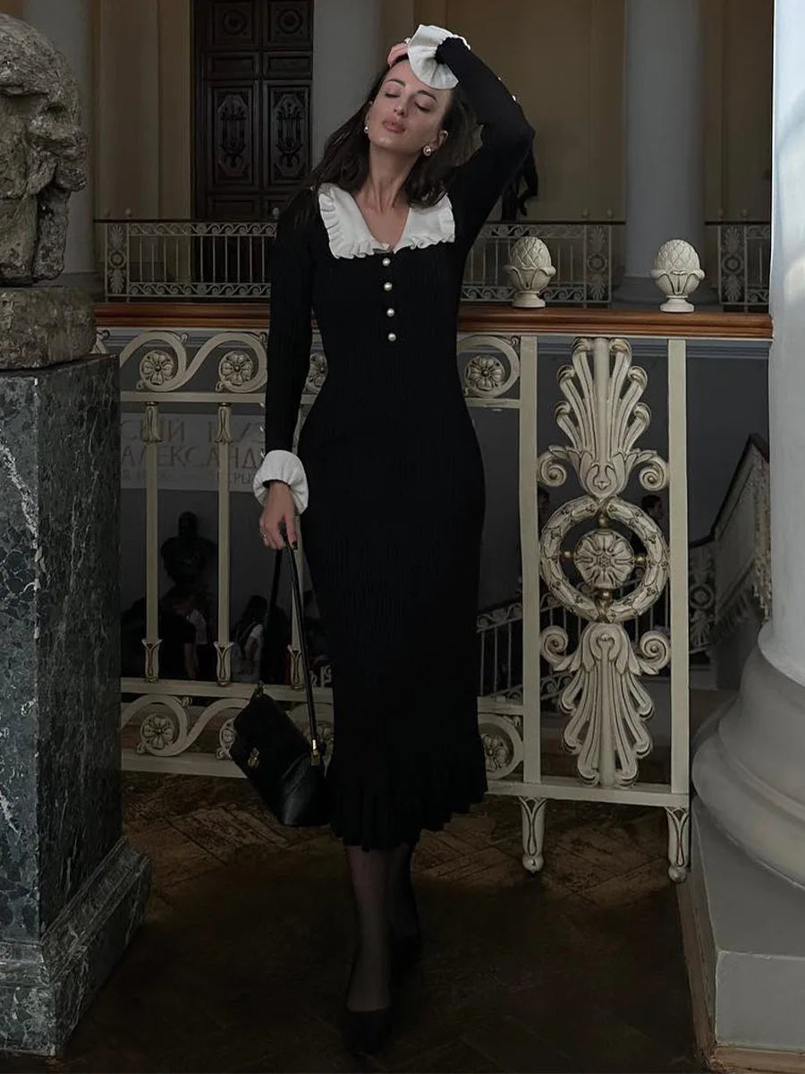 שמלת מידי סרוגה בסגנון וינטאג' - לאב