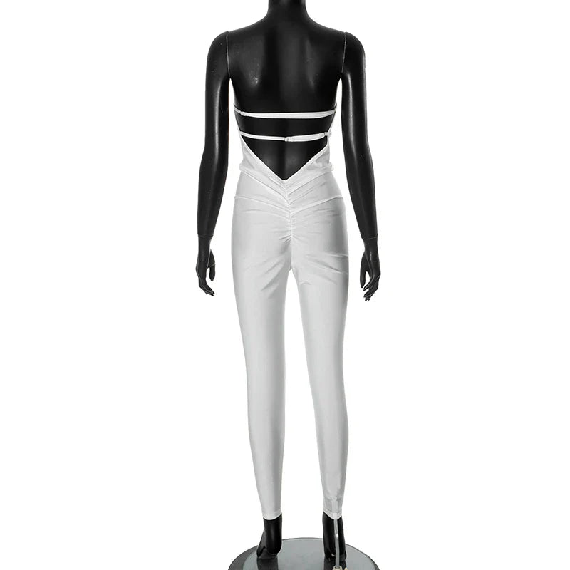 אוברול סטרפלס בד מבריק ומחטב - Lorelai