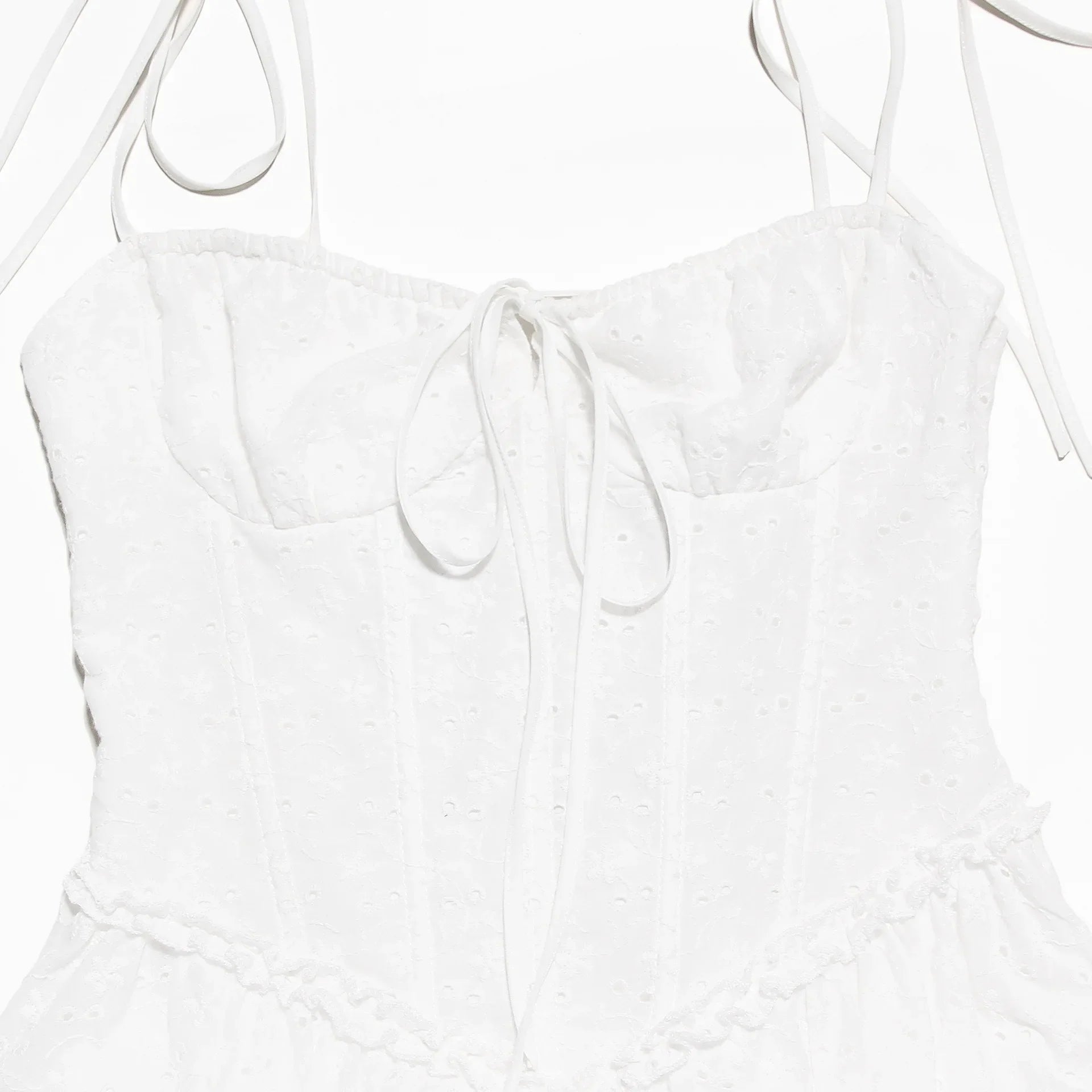 שמלת מיני בגזרת A בעיטור רקמה קשירה בכתפיות - GAYA