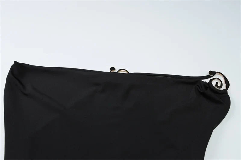 שמלת מקסי צווארון נופל גב פתוח בעיטור אבזמים - לוראל