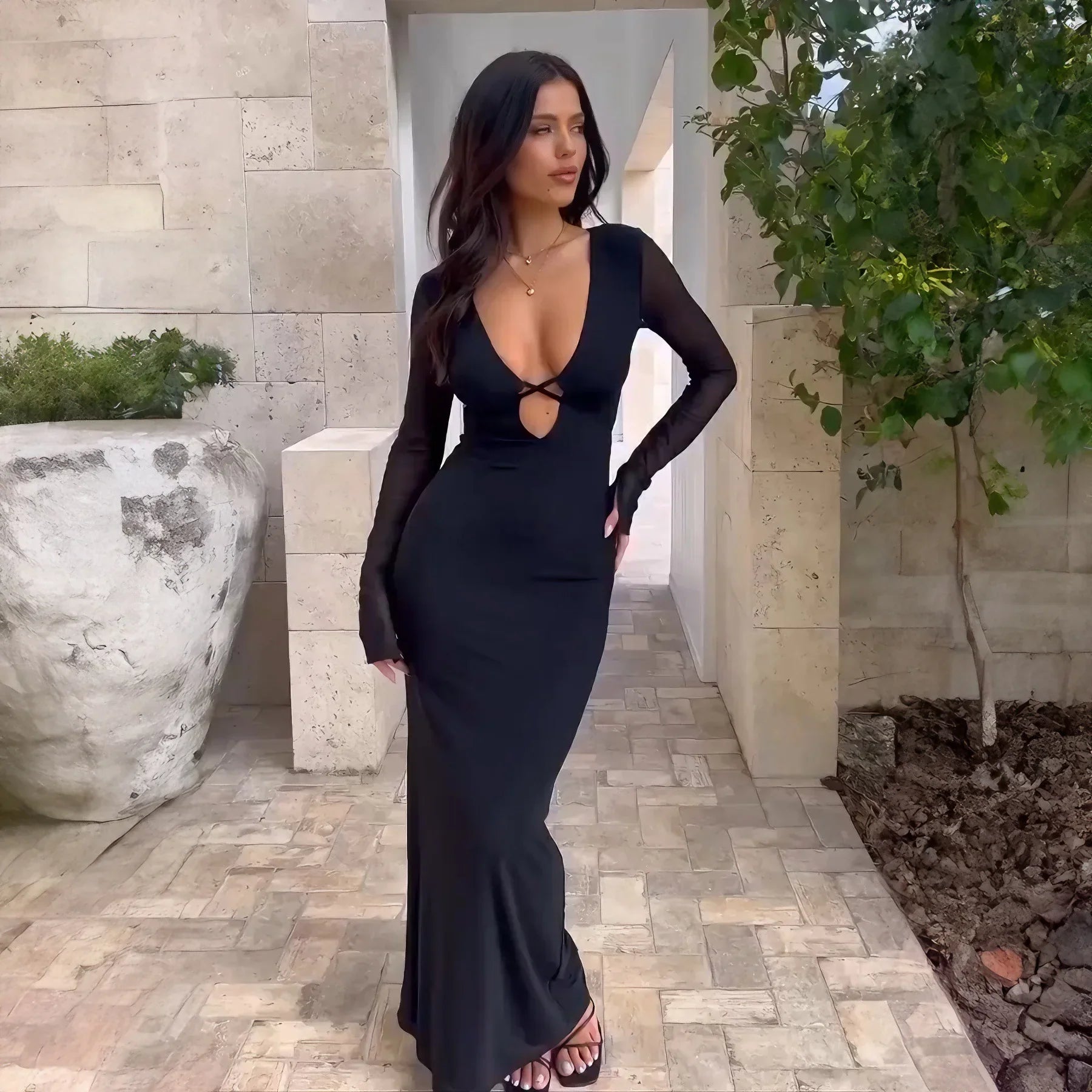 שמלת מקסי קשירה מקדימה / מאחורה - לאלי