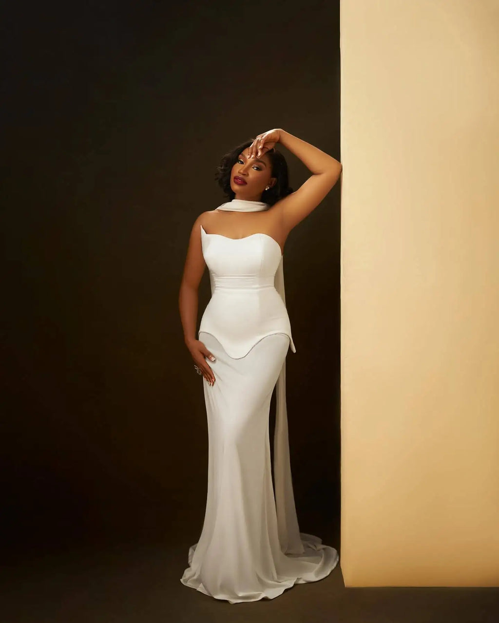 שמלת מקסי סטרפלס בעיצוב שיפון - Genesis