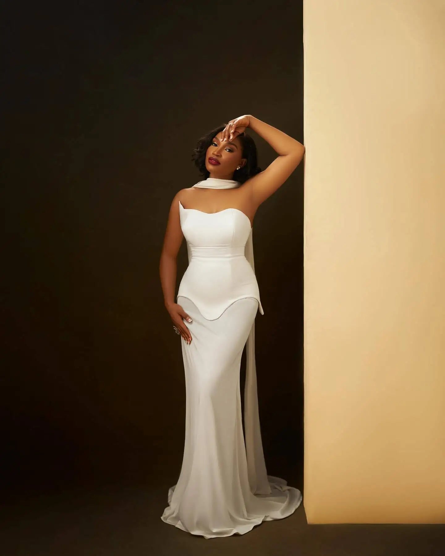 שמלת מקסי סטרפלס בעיצוב שיפון - Genesis