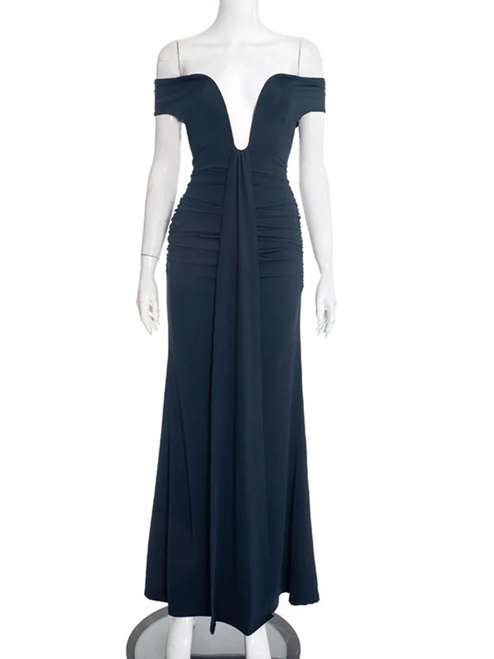 Off-the-shoulder ruched maxi dress with ruched design - Fabiana