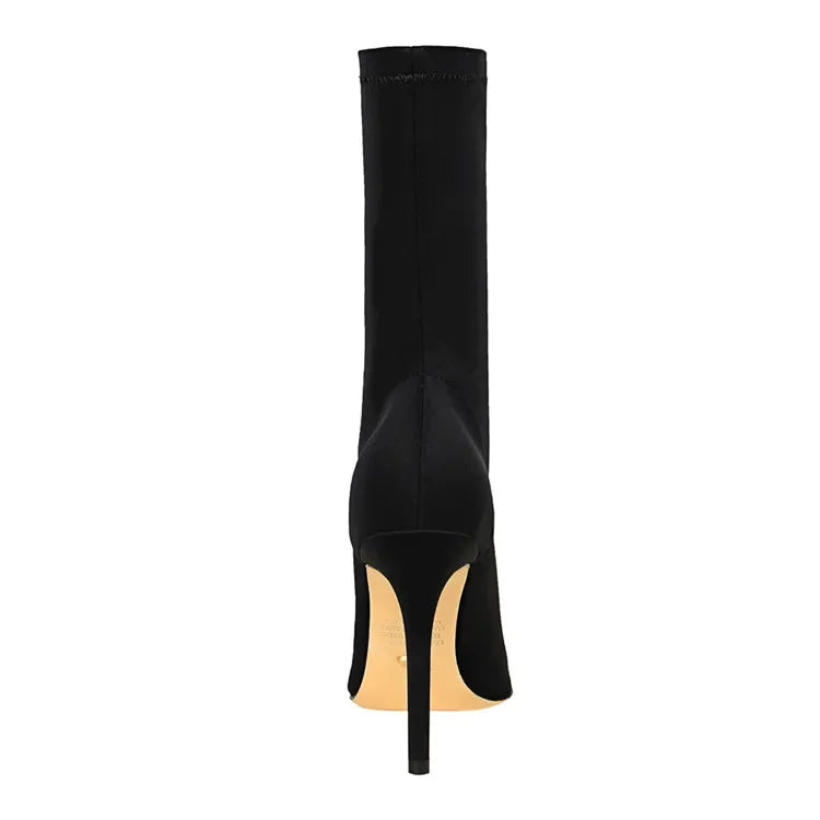 Silk fabric pointed heel boots - Margot