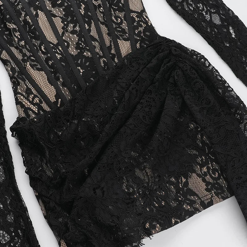 שמלת מיני תחרה בעיצוב מחוך - אלה לי