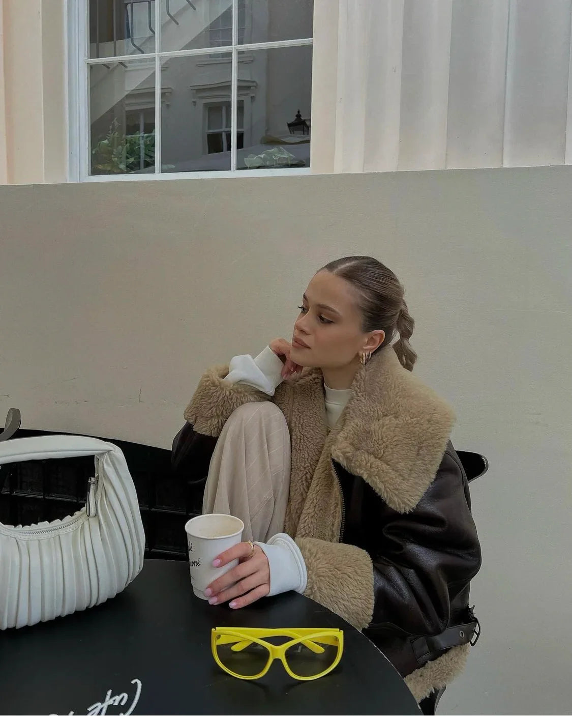 מעיל עור פרווה פנימית - קנדי