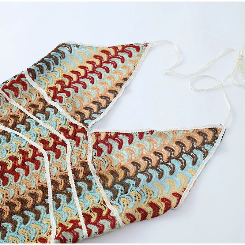 שמלת מקסי סרוגה בעיצוב צבעוני - Nayeli