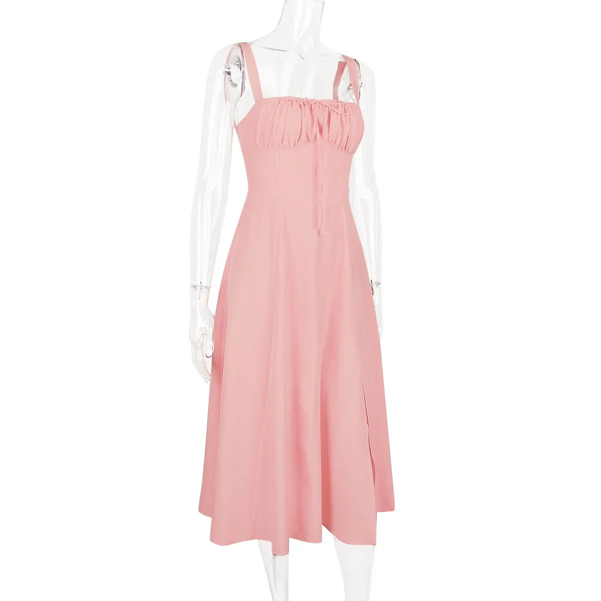 שמלת מידי קיצית בעיצוב כפרי בעיטור שסע - אנג'ליקה