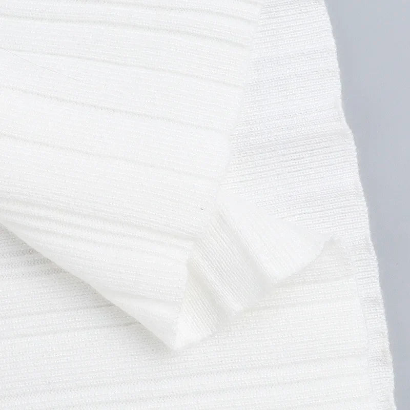 שמלת מקסי סרוגה כתפיים חשופות שרוולי פעמון - סאלין