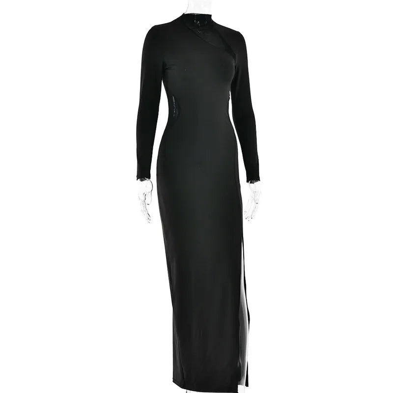 שמלת מקסי בעיצוב רשת ושסע - מירנדה