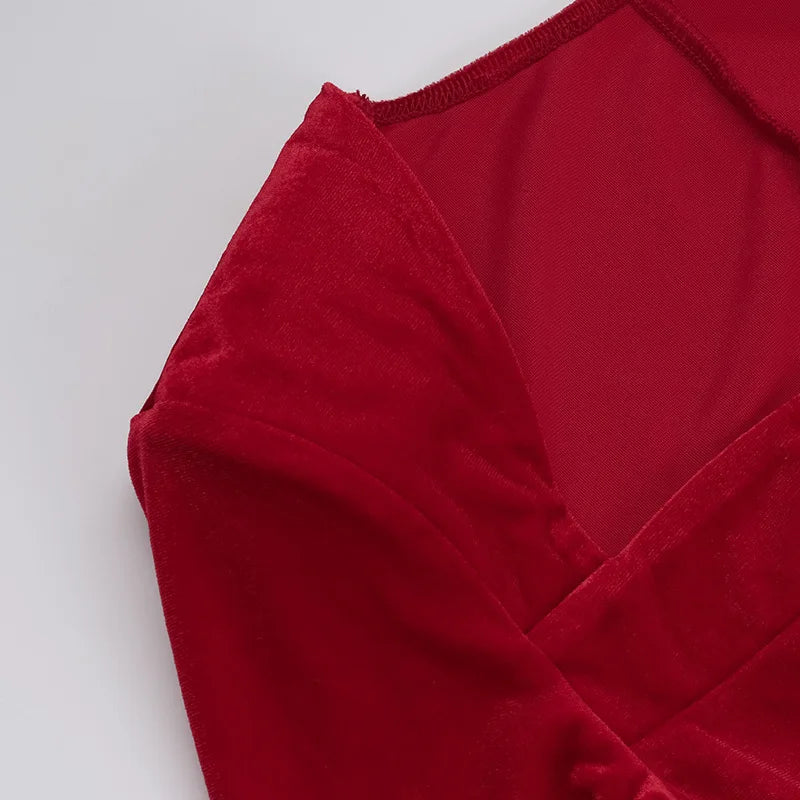 שמלת מקסי קטיפה בעיצוב שסע - פראג