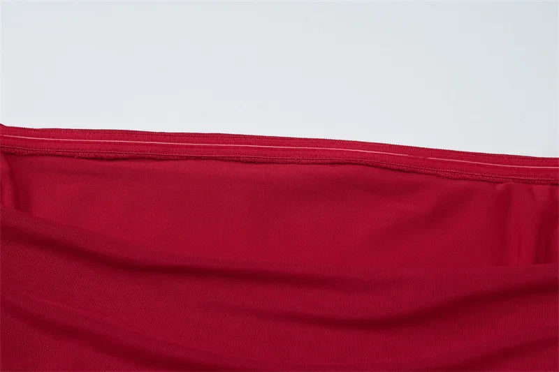 שמלת מקסי כיווצים כתפיים חשופות בעיצוב רשת - רונה