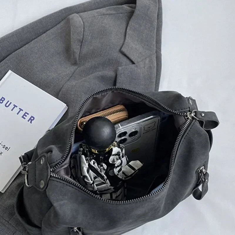 Bag with retro-style faux leather design
