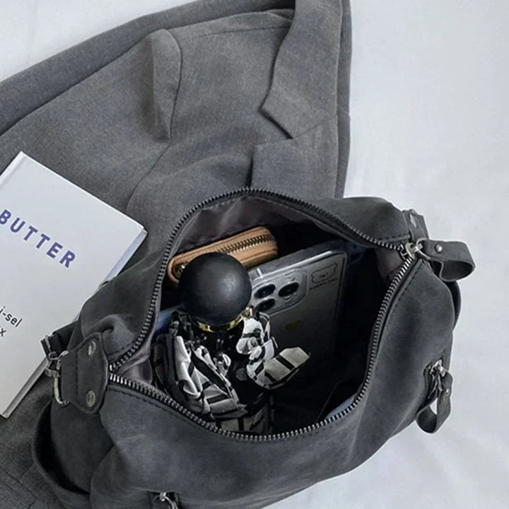 Bag with retro-style faux leather design