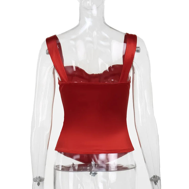 Satin Crop Top with Buttons - Sienna