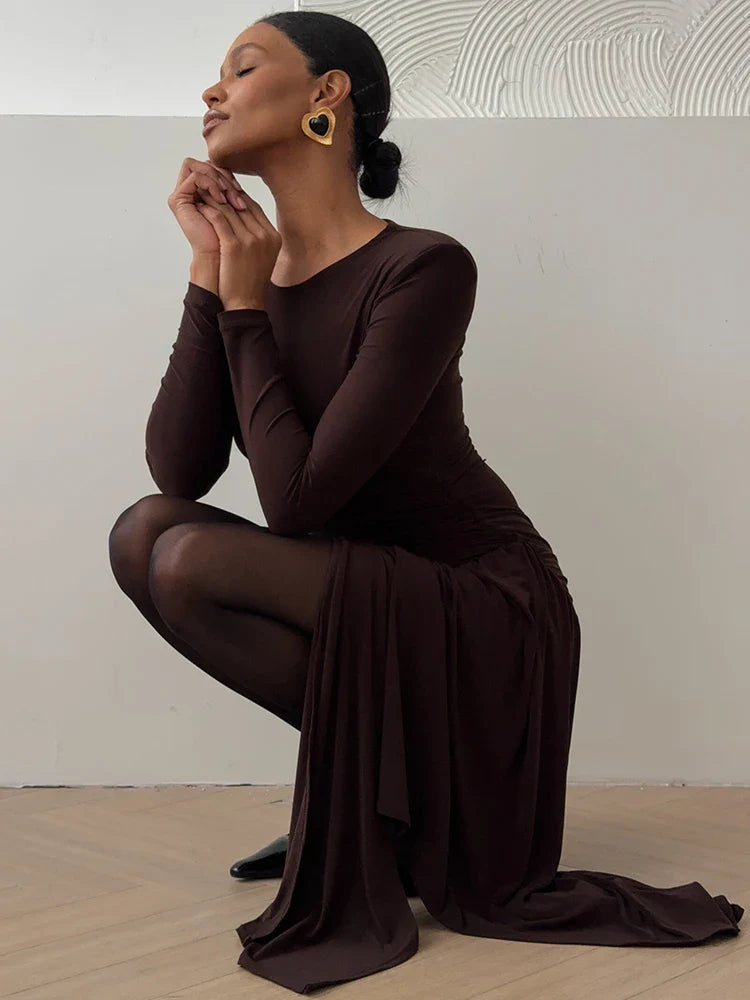 שמלת מיני כיווצים בעיטו שובל אסימטרי - Kamryn