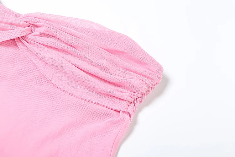 שמלת מקסי סטרפלס שיפון בעיצוב כיווצים בעיטור צעיף תואם - מיה