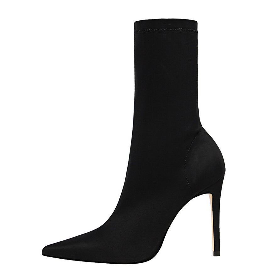 Silk Pointed Heel Boots - Chloé