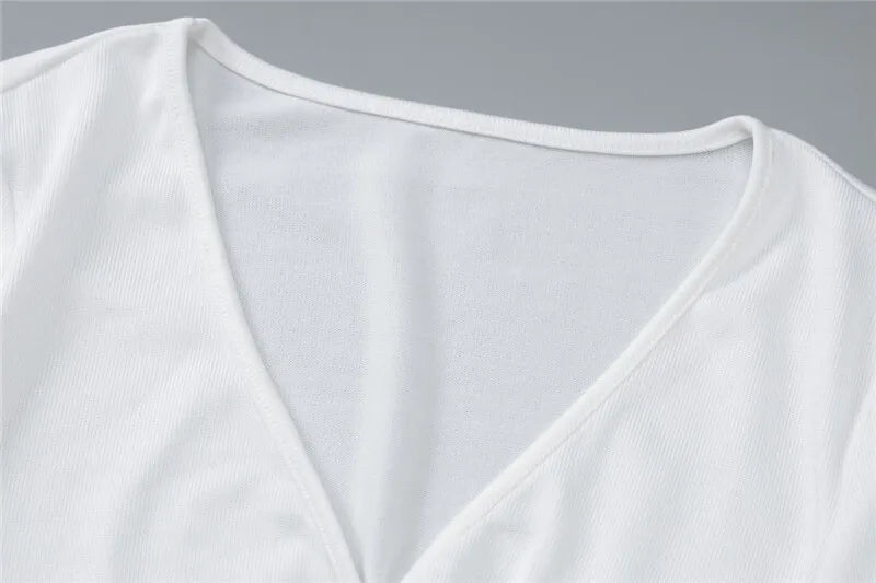 סט שני חלקים סרוג חולצה בסגירת כפתורים וחצאית מקסי - PARIS