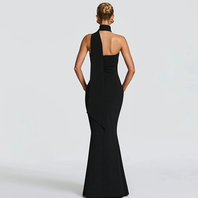 Strapless maxi dress with scarf decoration - MAROM
