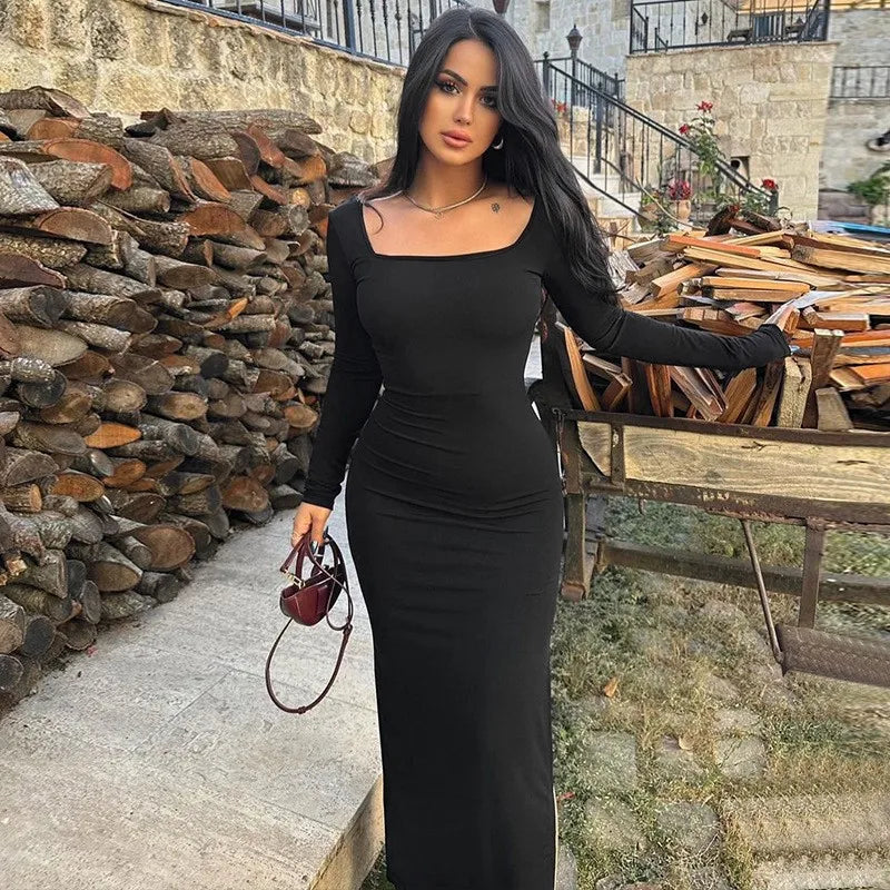 שמלת מקסי בד מחטב קשירה בגב להצמדה במותן - Madeleine