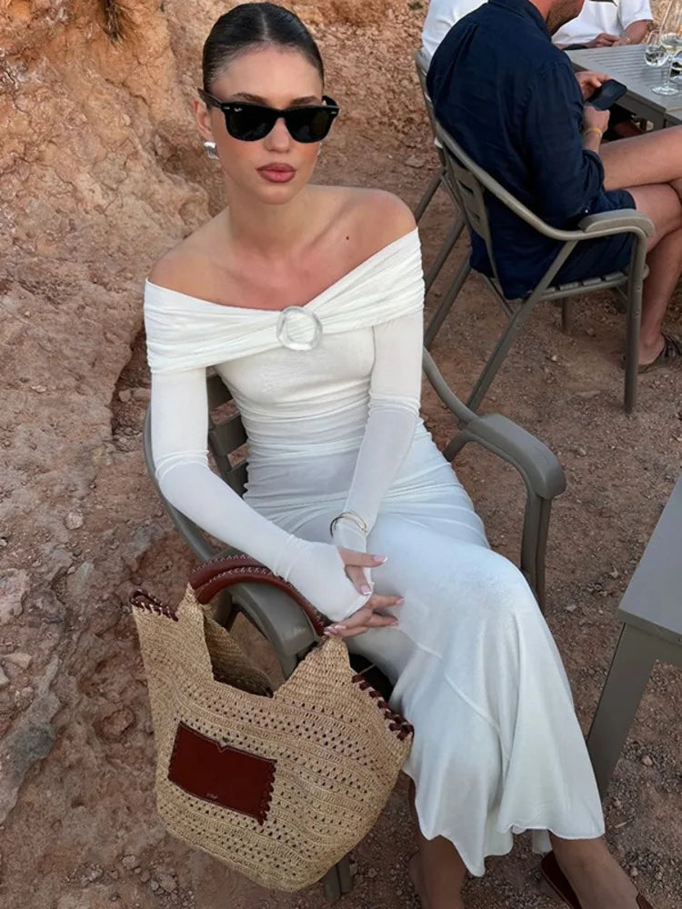 שמלת מקסי כתפיים חשופות - סבין