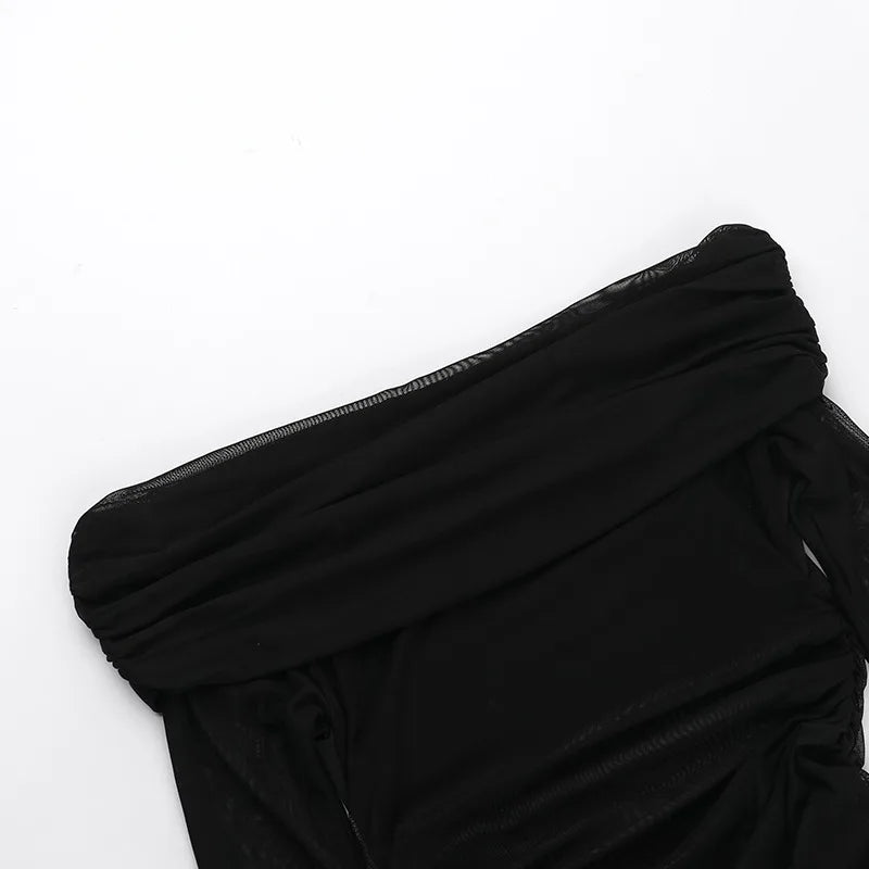 שמלת מקסי כתפיים חשופות בעיצוב רשת - שייה