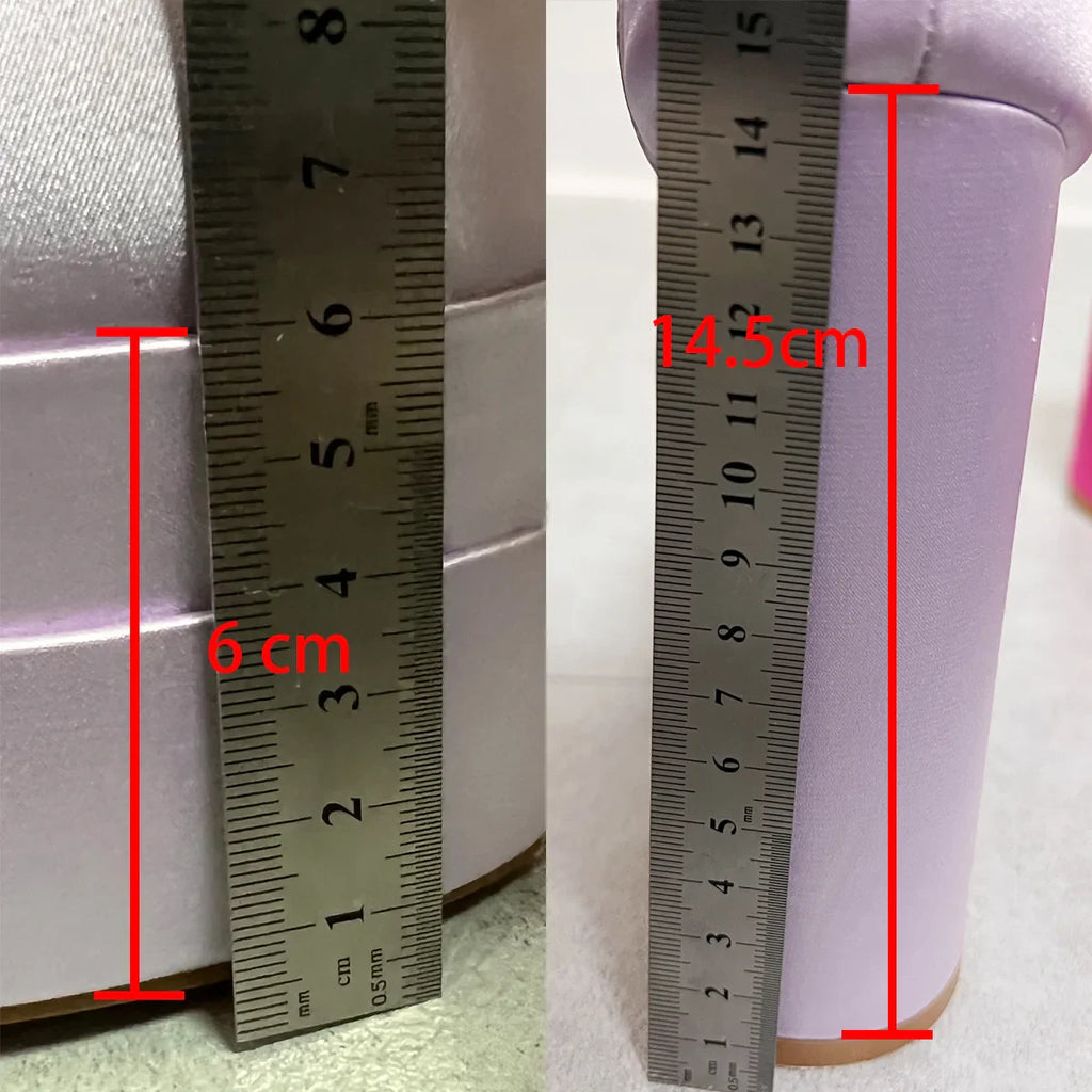 נעלי בובה עקב פלטפורמה בד משי סאטן בעיטור יהלומים - מליס