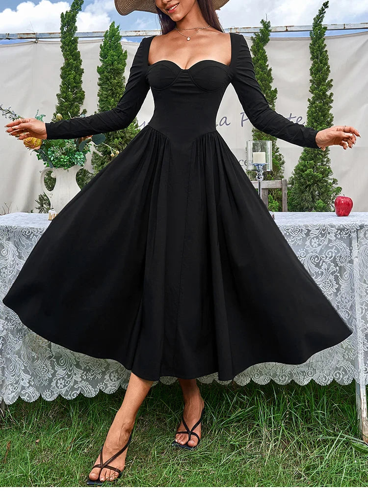 שמלת מידי בגזרת A בעיצוב כפרי - Giuliana