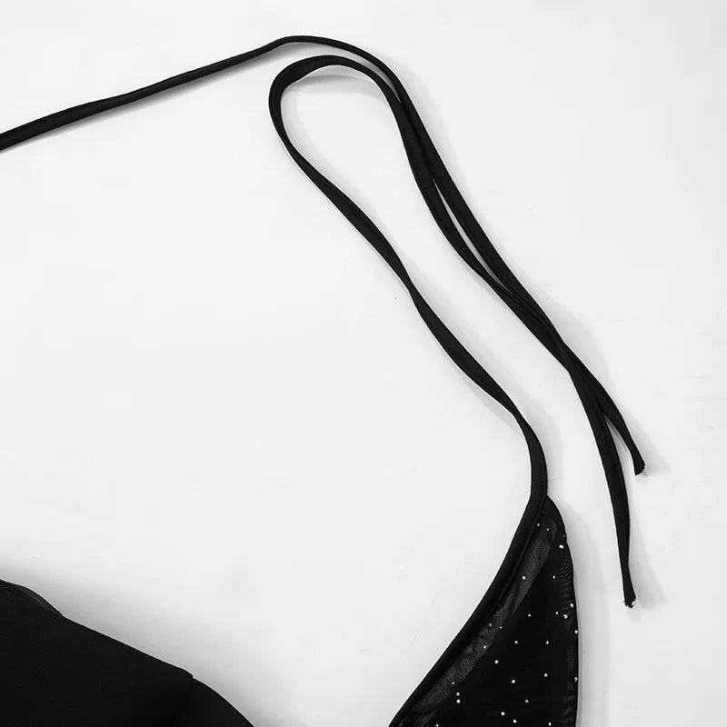 שמלת מיני בעיצוב שרוולי רשת נצנצים - GADE