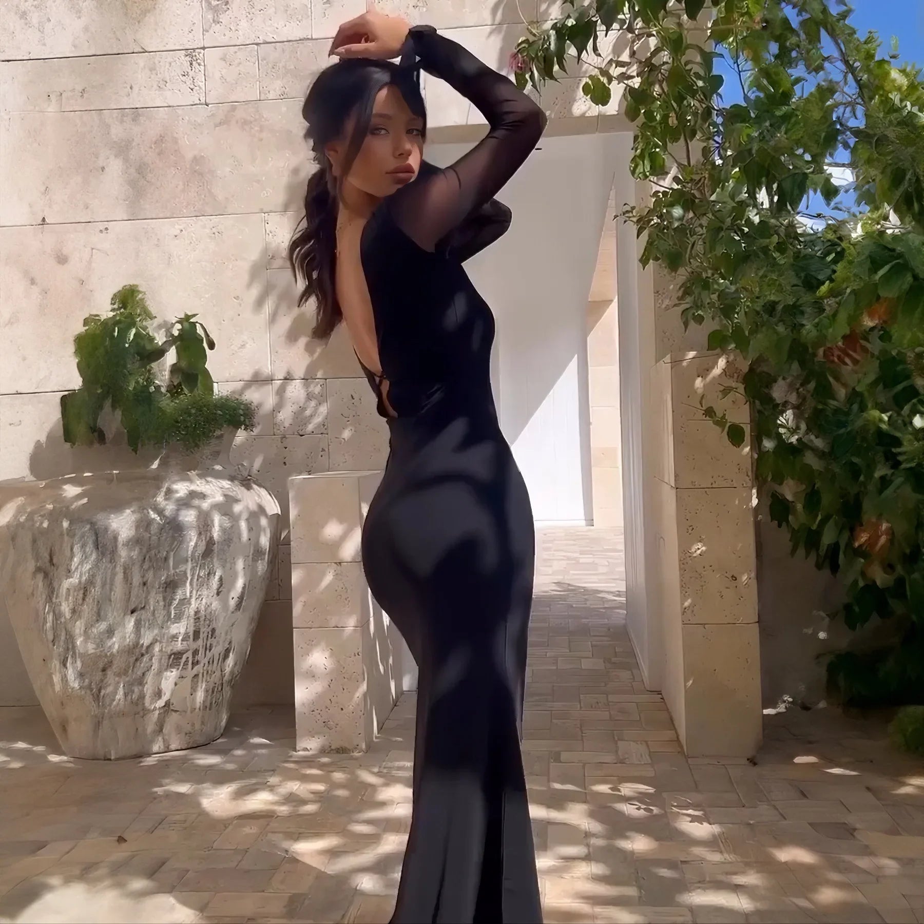 שמלת מקסי קשירה מקדימה / מאחורה - לאלי