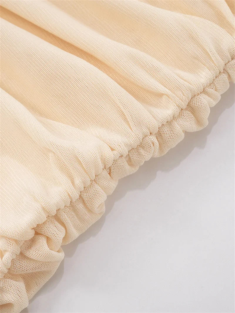 שמלת מקסי שיפון כיווצים מלמלה בעיצוב אסימטרי בעיטור צעיף תואם - מילקה