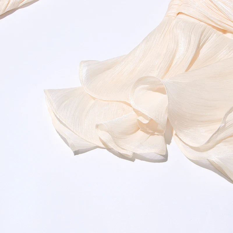 שמלת מיני כיווצים מלמלה בד שיפון מבריק - Lucille