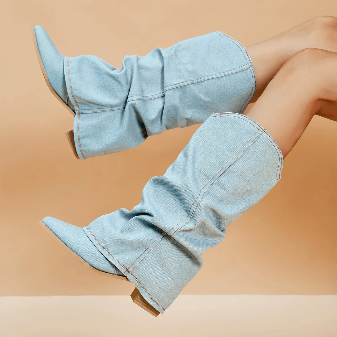 Denim heeled boots - Edison