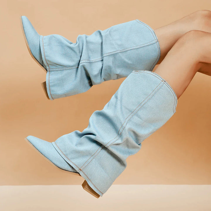 Denim heeled boots - Edison
